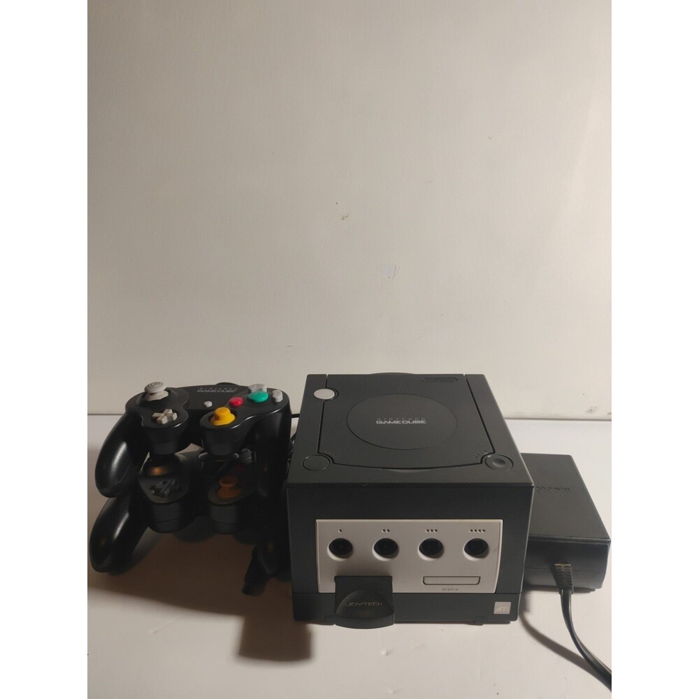 Nintendo GameCube Game Console Black System DOL 001 W/2 Remote, Adapter Tested
